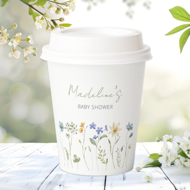 Little Wildflower Spring Floral Baby Shower Paper Cups (Creator Uploaded)