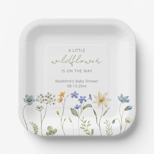 Little Wildflower Spring Floral Baby Shower Paper Plate (Front)