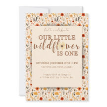 Little Wildflower Turning One Birthday Invitation