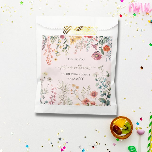 Little Wildflower Turning One Pretty 1st Birthday  Favour Bags (Creator Uploaded)