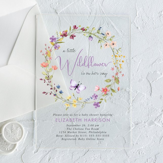 Little Wildflower Watercolor Baby Girl Shower Acrylic Invitations (Creator Uploaded)