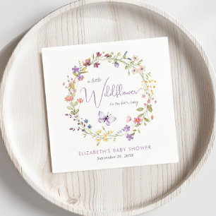 Little Wildflower Watercolor Baby Girl Shower Napkin