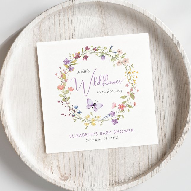 Little Wildflower Watercolor Baby Girl Shower Napkin (Creator Uploaded)