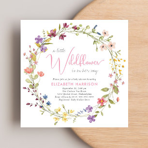 Little Wildflower Watercolor Pink Baby Girl Shower Invitation
