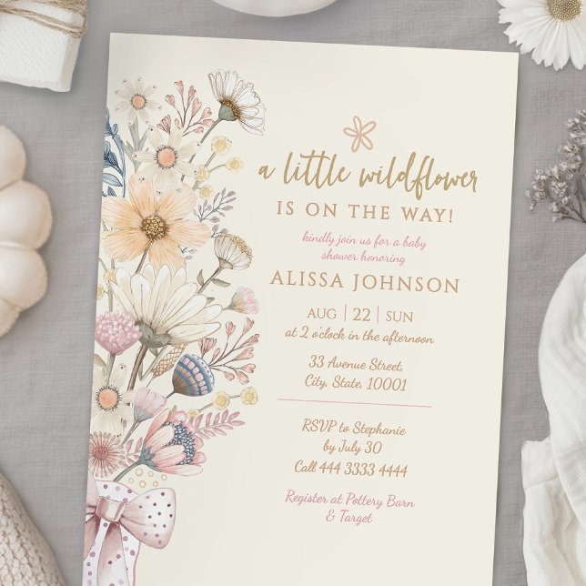 Little Wildflower Yellow Baby Shower Invitation (Creator Uploaded)