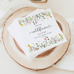 Little wildflowers is on the way baby shower napkin