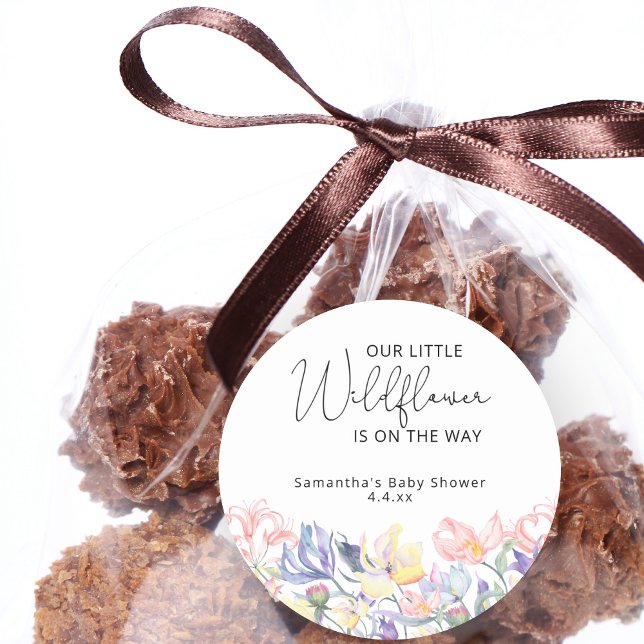 Little wildflowers is on the way classic round sticker (Creator Uploaded)