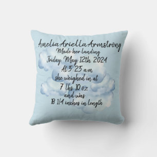 "Little wings..." Custom Birth Announcement Cushion
