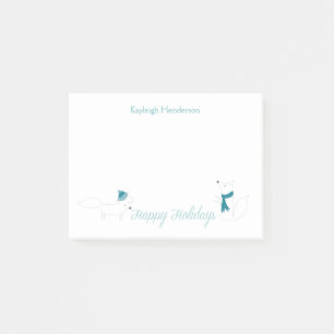 Little Winter Foxes Happy Holidays Personalised Post-it Notes