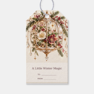 Little Winter Magic Burgundy Christmas Florals Gift Tags