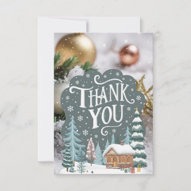Little Winter Wish Happy Holidays Thank You Card (Front)