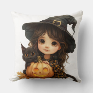 Little Witch and Cat for Kids  Cushion