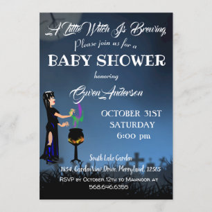 Little Witch Baby Shower Halloween Spooky Invitation