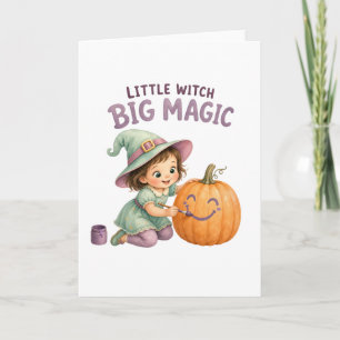 Little Witch Big Magic Pumpkin Painting Halloween Card