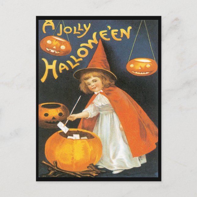 Little Witch Boiling Trouble Vintage Postcard (Front)