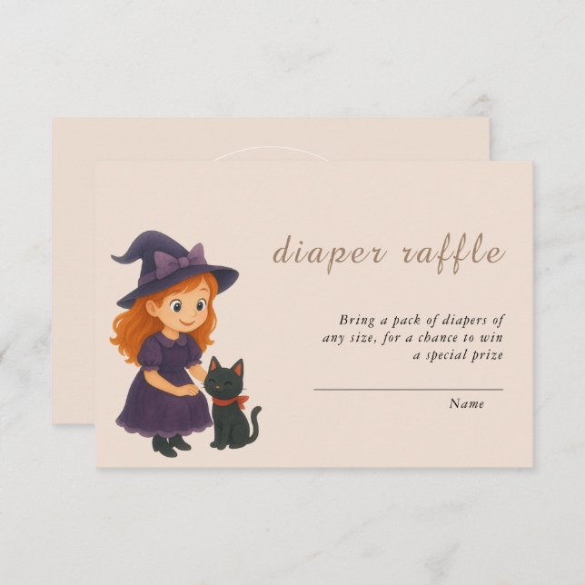 Little Witch & Cat Theme Baby Shower Book for Baby Enclosure Card (Front/Back)
