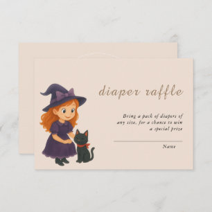 Little Witch & Cat Theme Baby Shower Book for Baby Enclosure Card