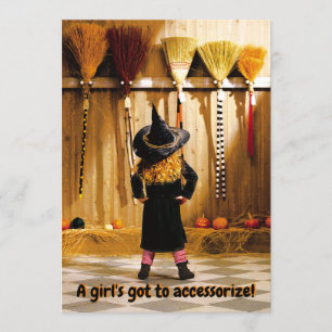 Little Witch Choosing A Broom Invitation