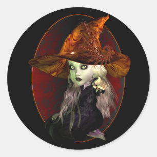 Little Witch Classic Round Sticker