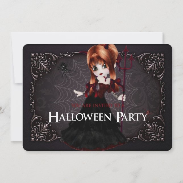Little Witch Fantasy Halloween Party Invite 3 (Front)