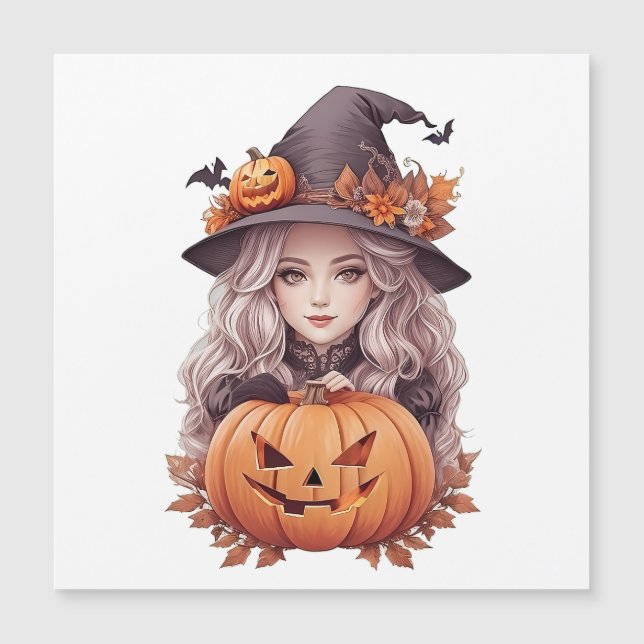 Little witch girl with pumpkin (Front)
