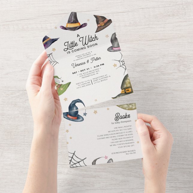 Little Witch Halloween Baby Shower All One Invite (Tearaway)