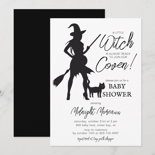 Little Witch Halloween Baby Shower Invitation (Front/Back)