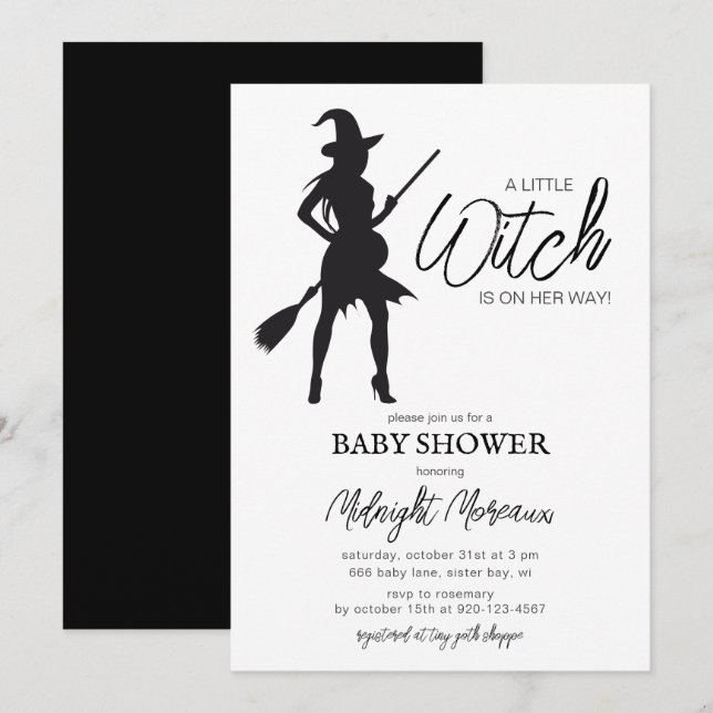 Little Witch Halloween Baby Shower Invitation (Front/Back)