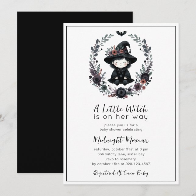 Little Witch Halloween Baby Shower Invitation (Front/Back)