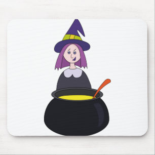 Little Witch Halloween Cauldron Mouse Mat