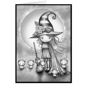 Little Witch Halloween Colour Your Own Card