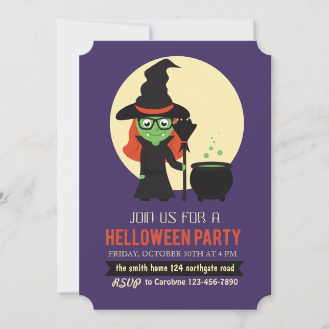 Little Witch Halloween Party Invitation (Front)