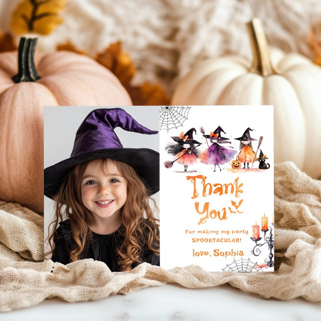 Little witch Halloween party Thank you card (Creator Uploaded)