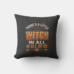 Little Witch Halloween Witch Typography Design_1 Cushion