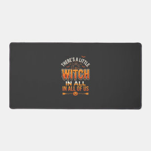Little Witch Halloween Witch Typography Design_1 Desk Mat