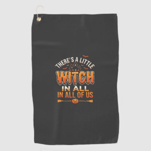 Little Witch Halloween Witch Typography Design_1 Golf Towel