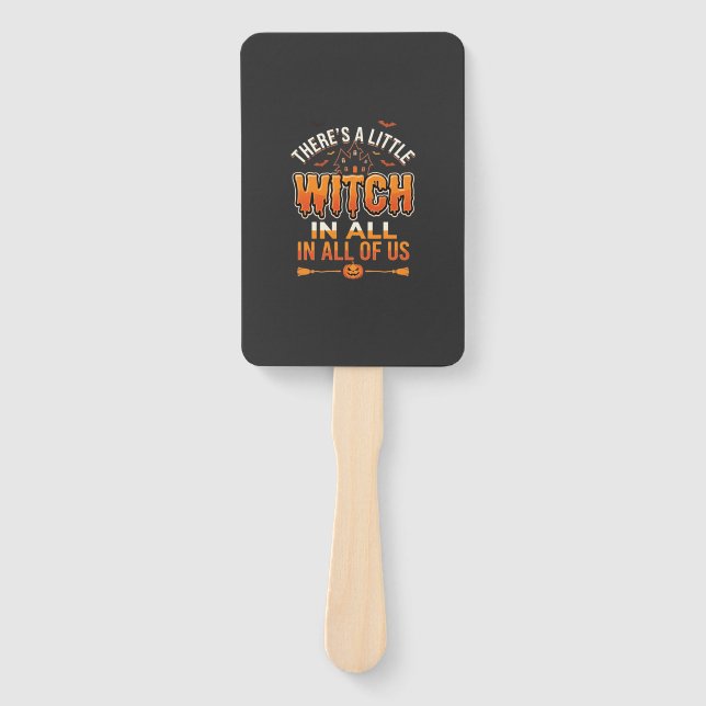 Little Witch Halloween Witch Typography Design_1 Hand Fan (Front)