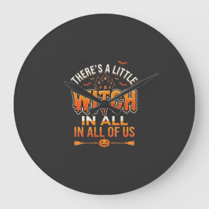 Little Witch Halloween Witch Typography Design_1 Large Clock