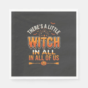 Little Witch Halloween Witch Typography Design_1 Napkin