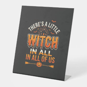 Little Witch Halloween Witch Typography Design_1 Pedestal Sign