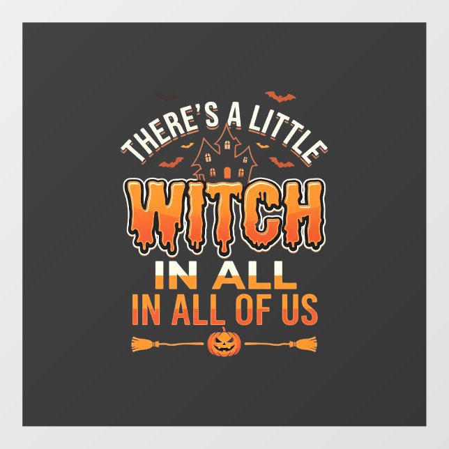 Little Witch Halloween Witch Typography Design_1 Window Cling (Sheet)