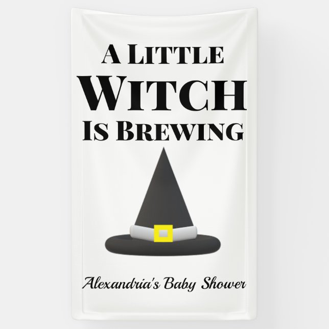 Little Witch is Brewing Halloween Pregnancy Banner (Vertical)