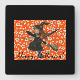 Little Witch Rug Square Wall Clock