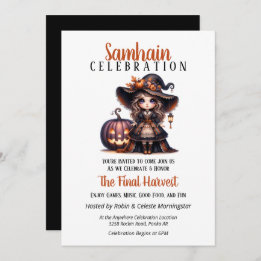 Little Witch Samhain Harvest Halloween Party Invitation