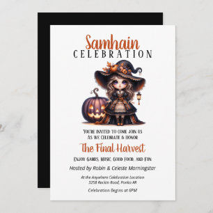 Little Witch Samhain Harvest Halloween Party Invitation