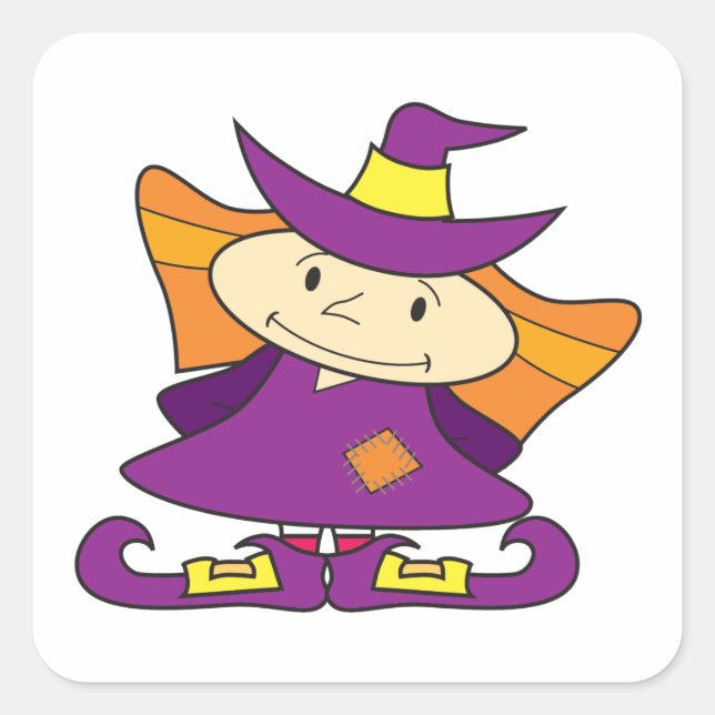 little witch sculpture square sticker (Front)
