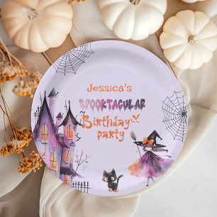 Little witch Spooktacular Birthday Halloween party Paper Plate