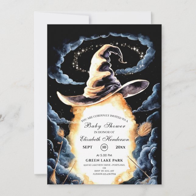 Little Wizard Hat Baby Shower Invitation (Front)