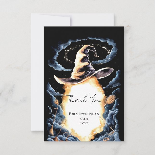 Little Wizard Hat Baby Shower Thank You Card (Front)