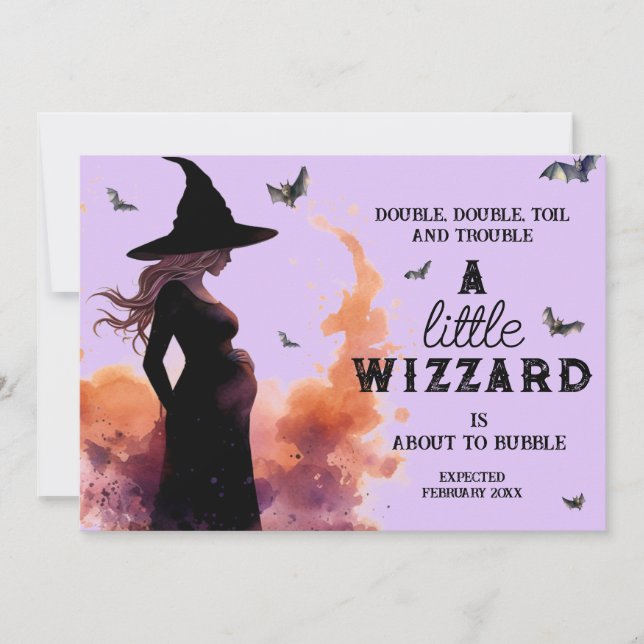 Little WIzzard Halloween Custom Photo Pregnancy Announcement (Front)